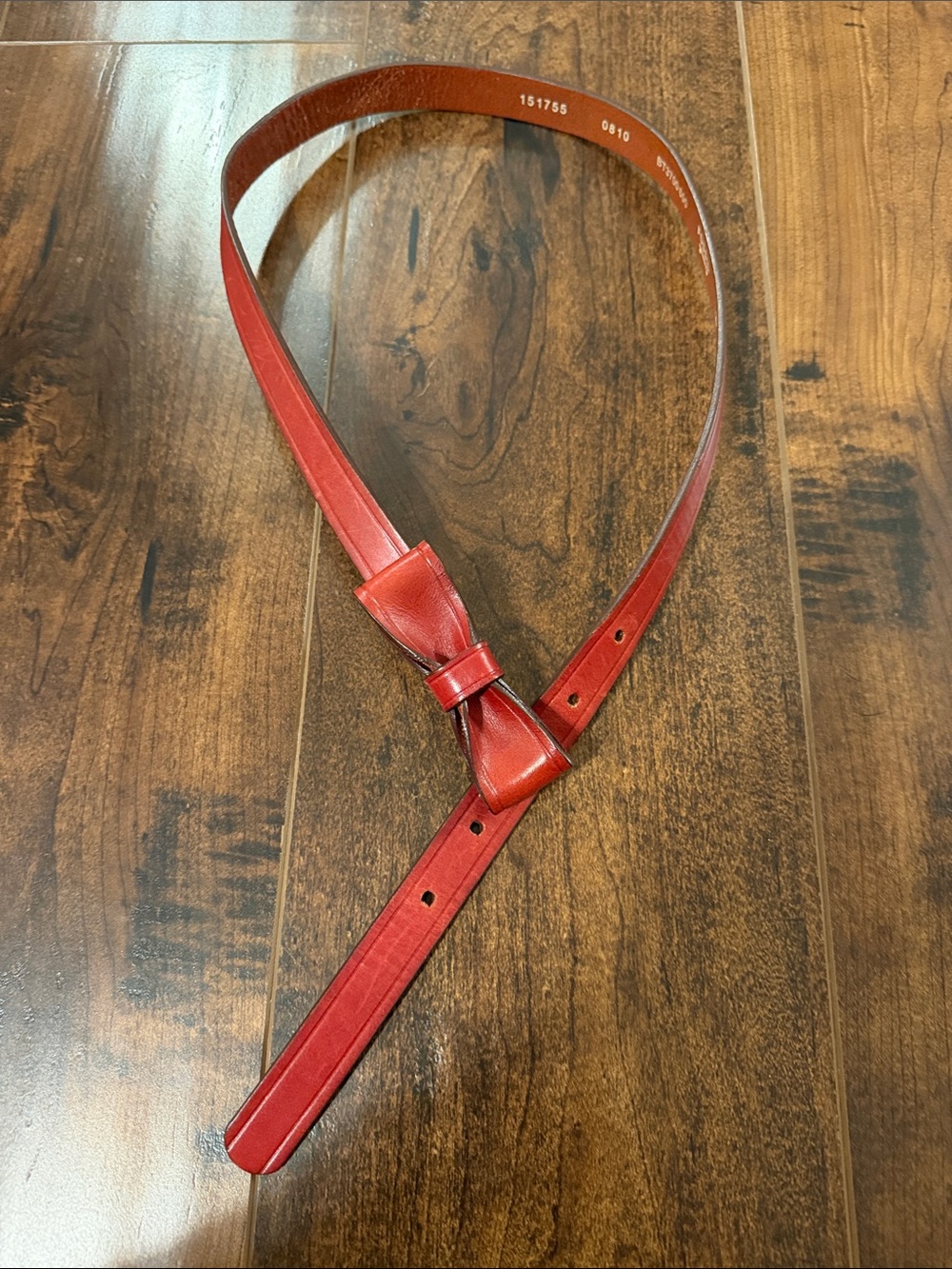 Fossil Red Skinny Leather Belt with Bow